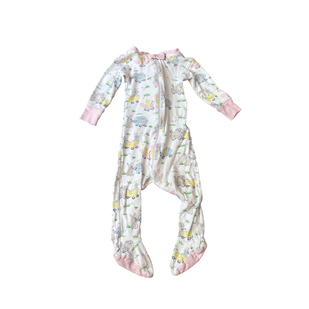 Beaufort Bonnet Company Footie Sleeper Girls White Animal Print SIZE 6-12M